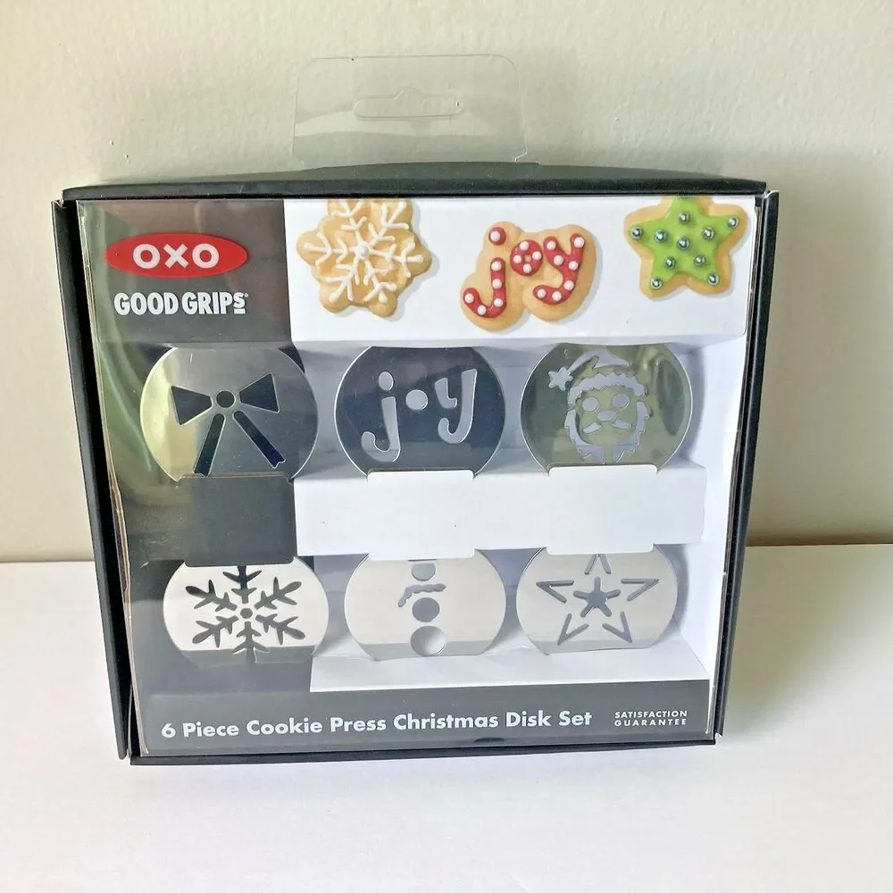 OXO Good Grips 6 Piece Cookie Press Disk Set Christmas Disk Set New In Box